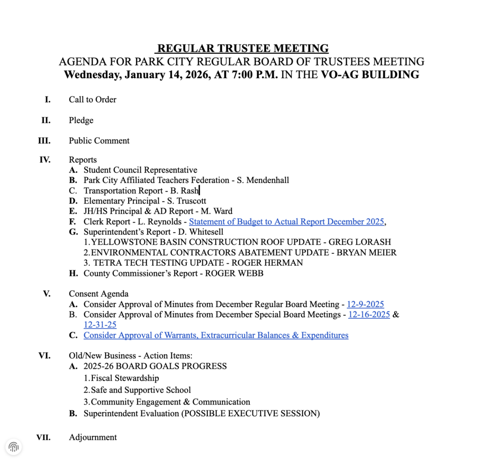 January 2026 Regular Board Meeting