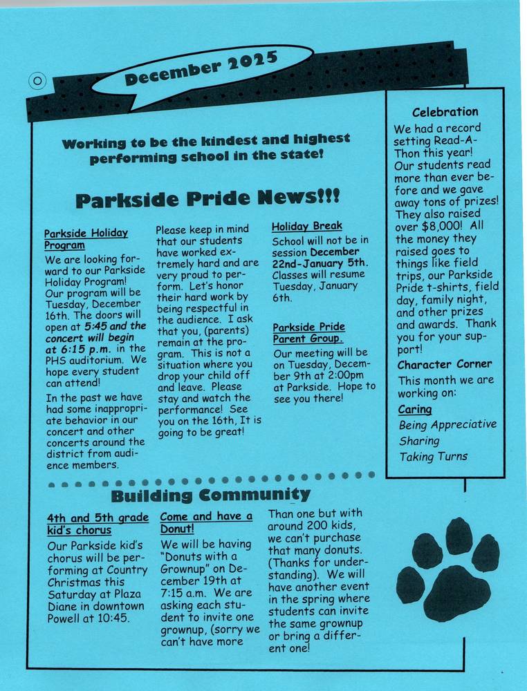 Parkside December Newsletter 