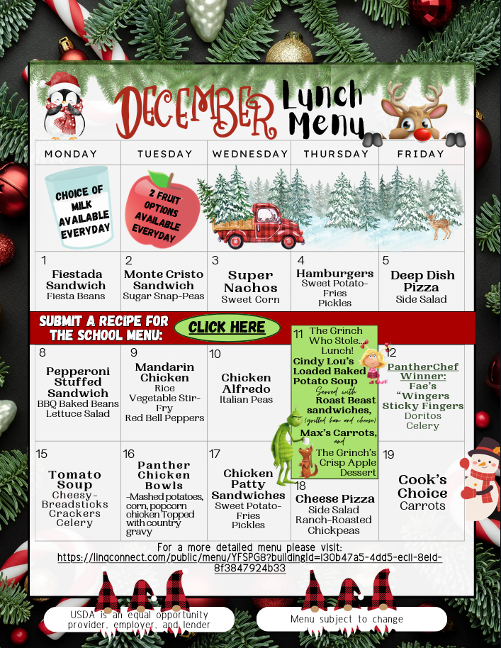 December Lunch Menu