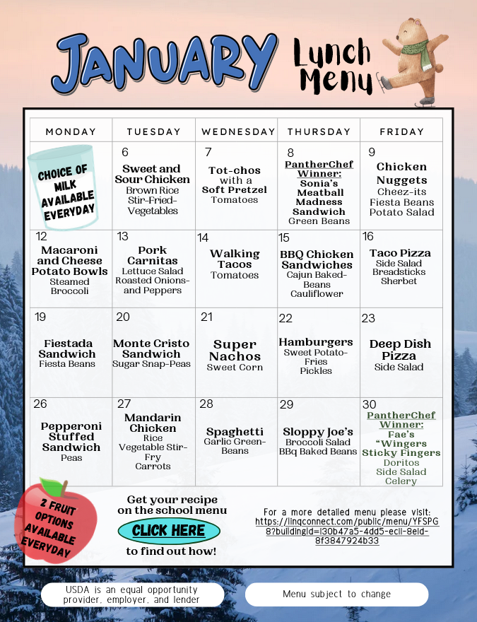 Parksides January Lunch Menu