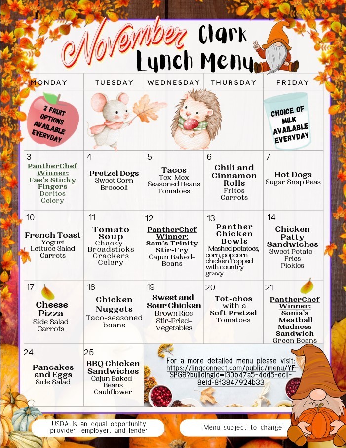 November Lunch Menu
