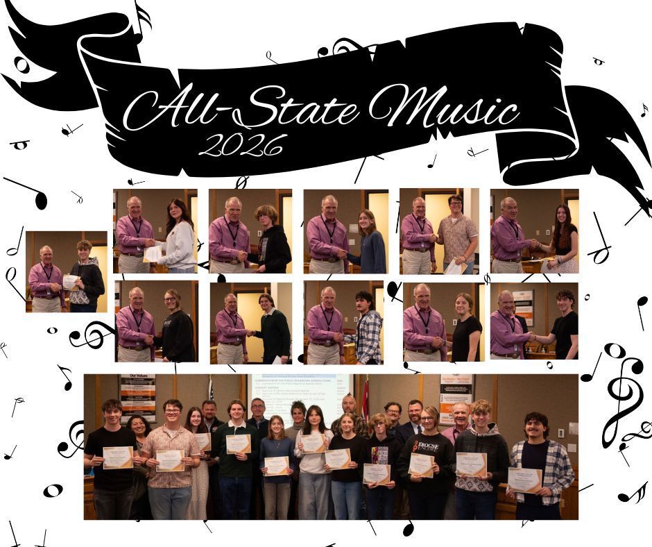 All State Music 2026 photos of awardees and board members