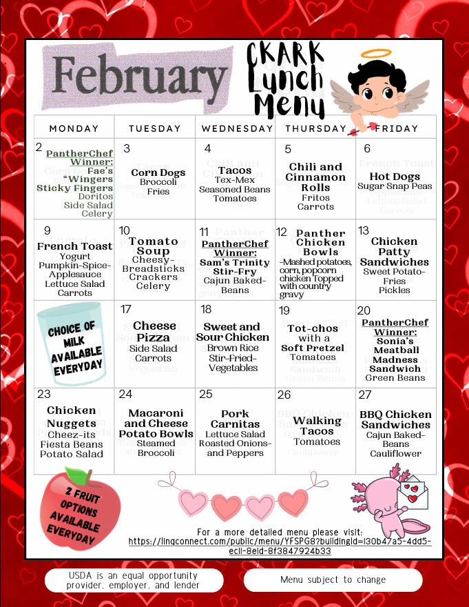 Clark February Lunch Menu