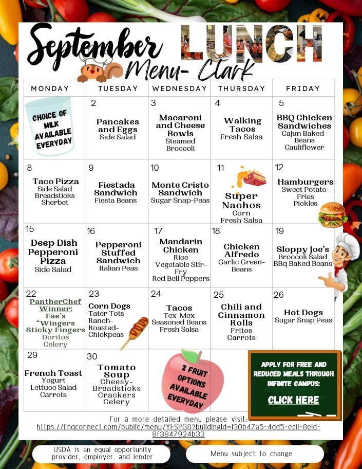 September Lunch Menu
