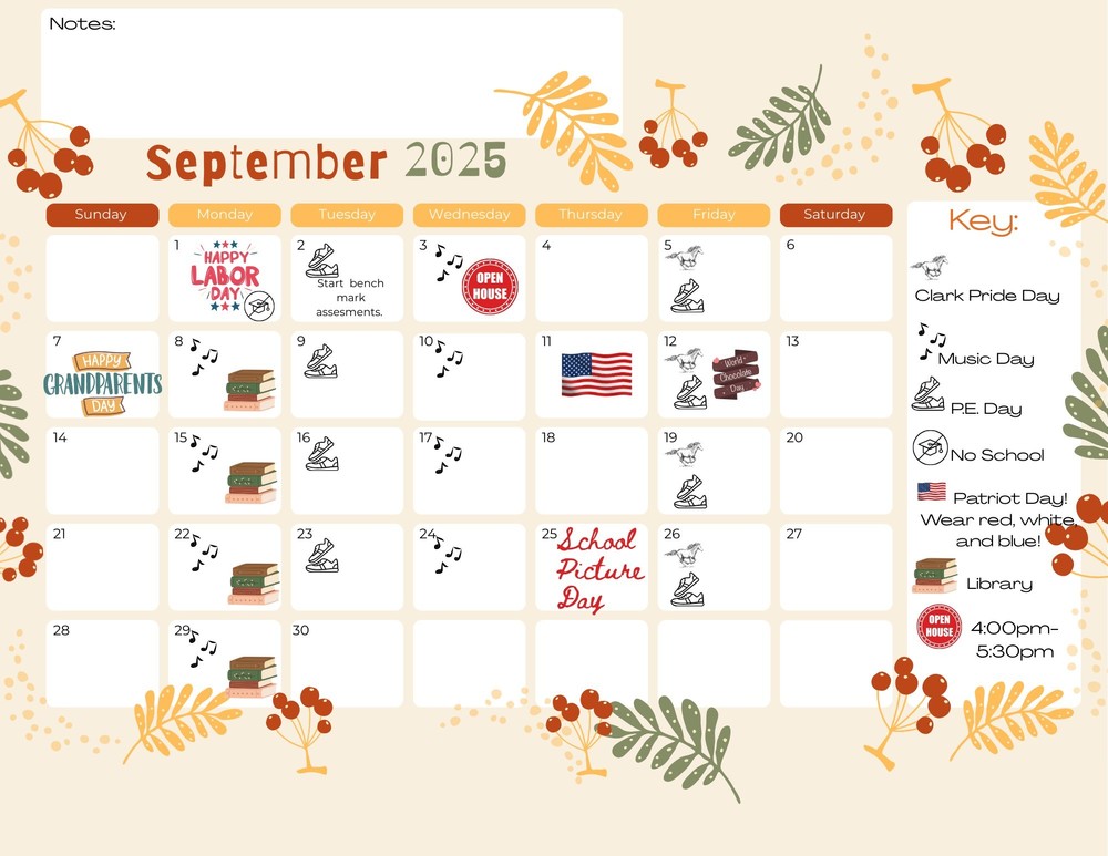 September Monthly Calendar