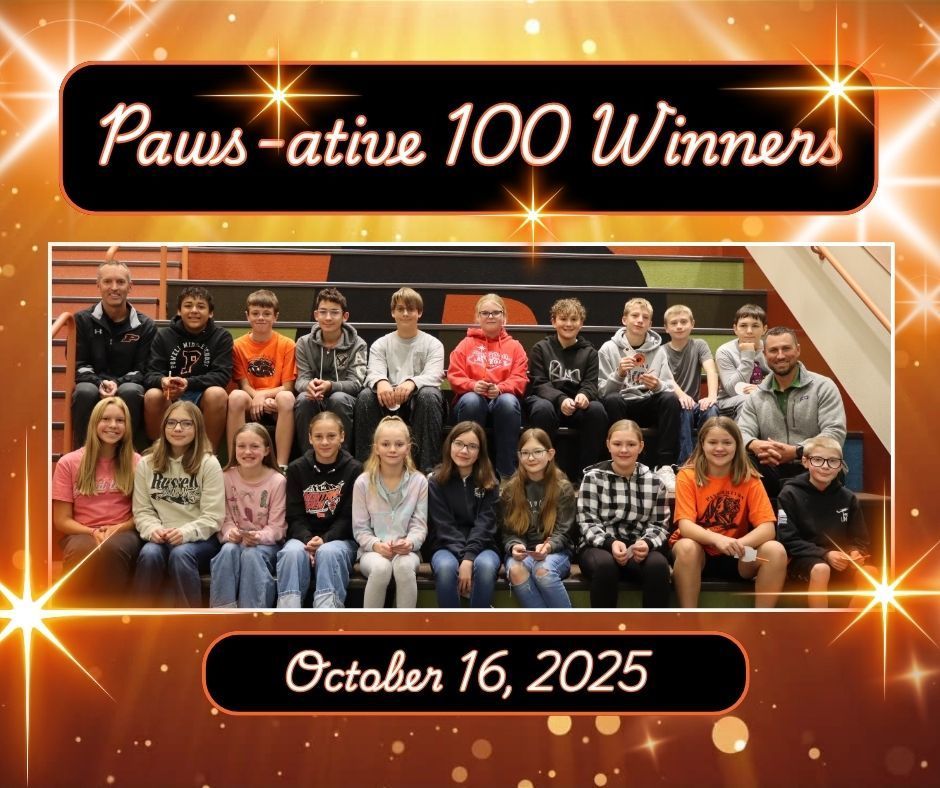 A group of middle school students who are winners in a school competition called Principals Paws-ative 100.