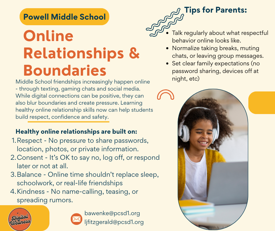 An informational slide with text and a photo of a young girl wearing headphones in front of a computer.