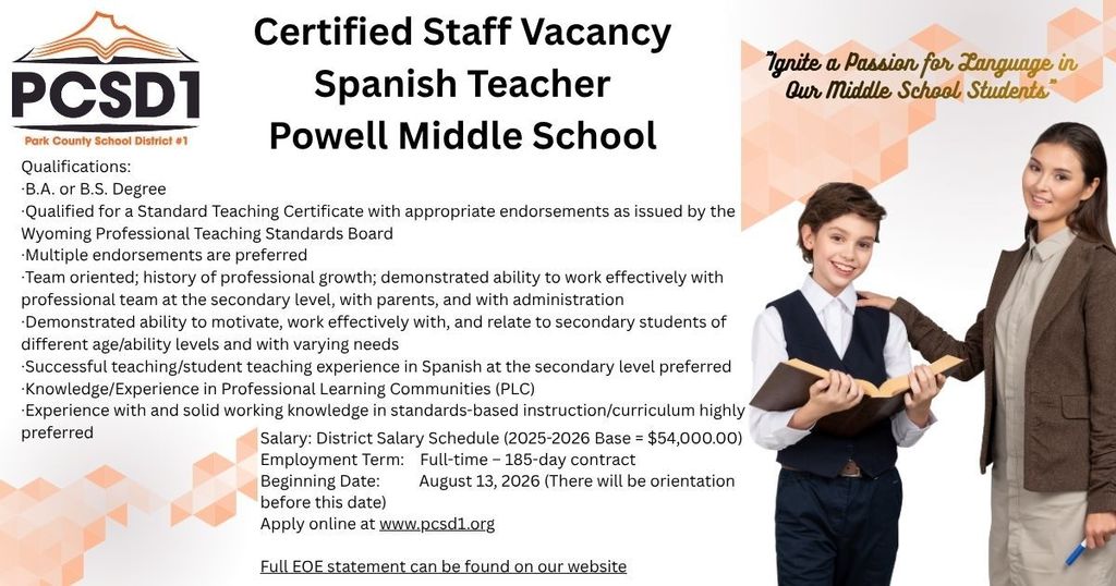 Spanish teacher vacancy ad
