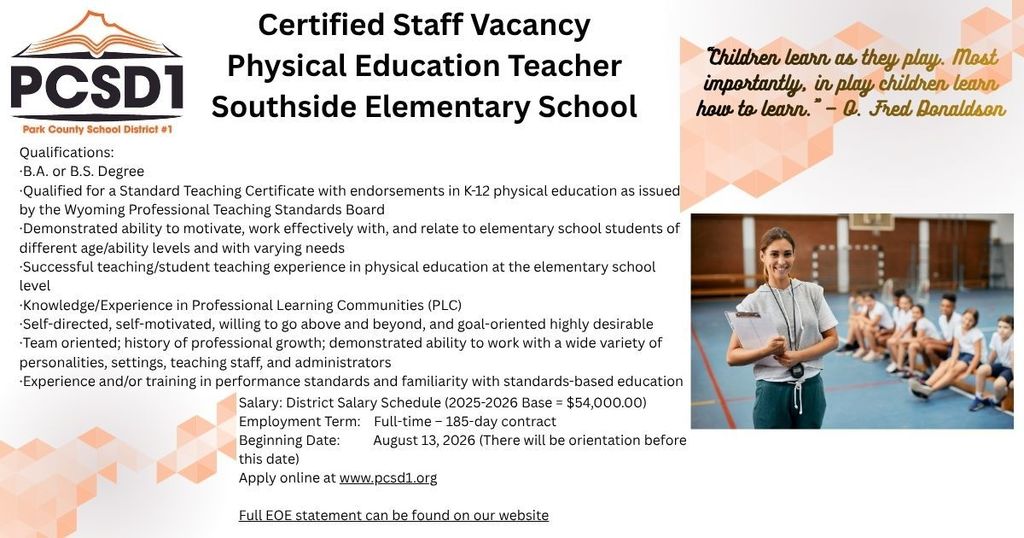 Help Wanted PE teacher