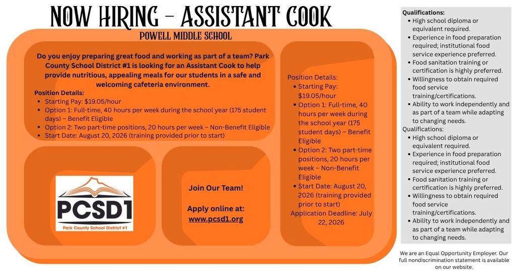 assistant cook vacancy