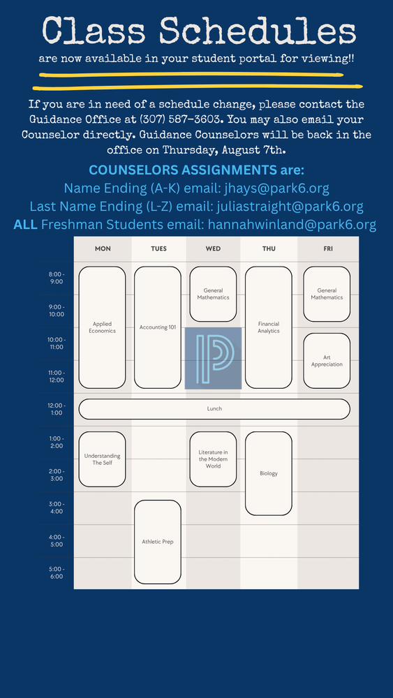 Class Schedules are Available!!