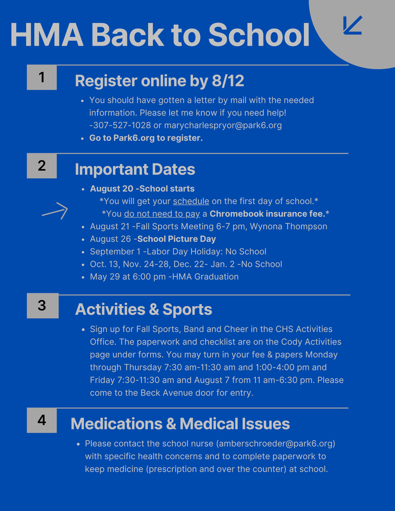Back to school information