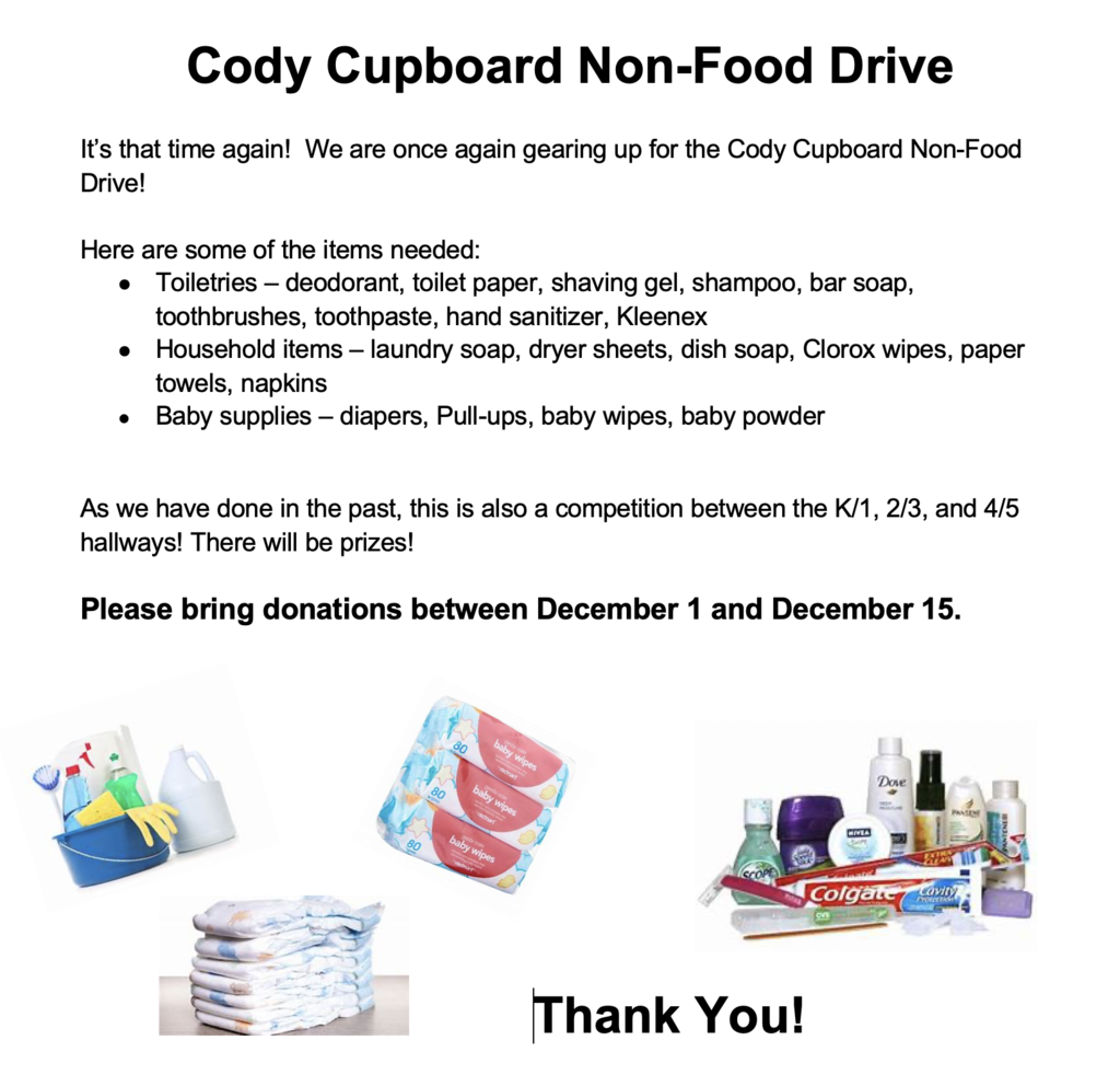 Cody Cupboard Non-Food Drive