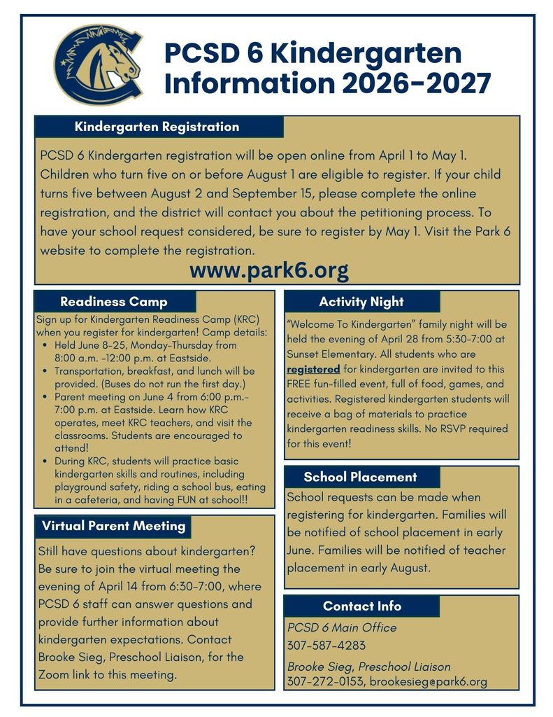 Kindergarten Information 2026-2027