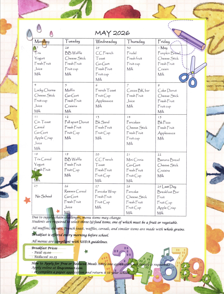 May breakfast menu