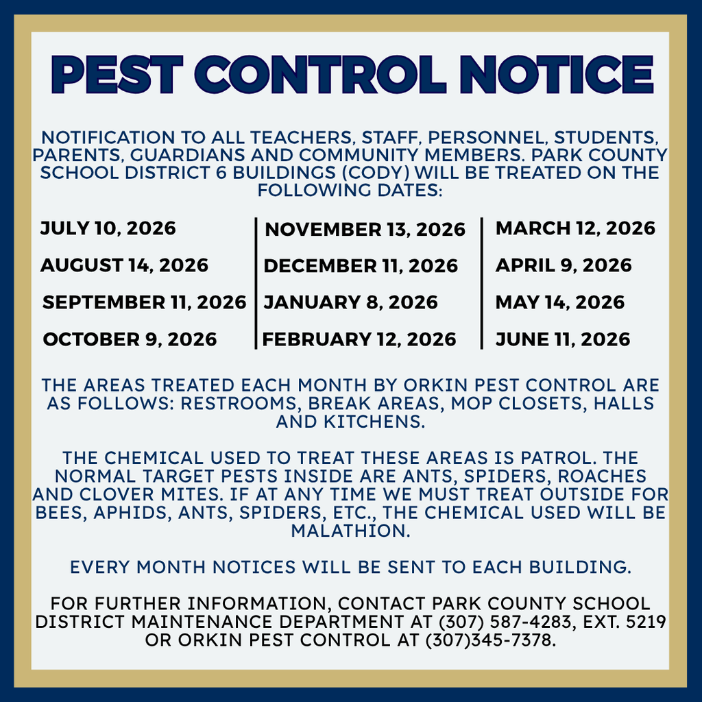 Pest Control Notice 2026/2027