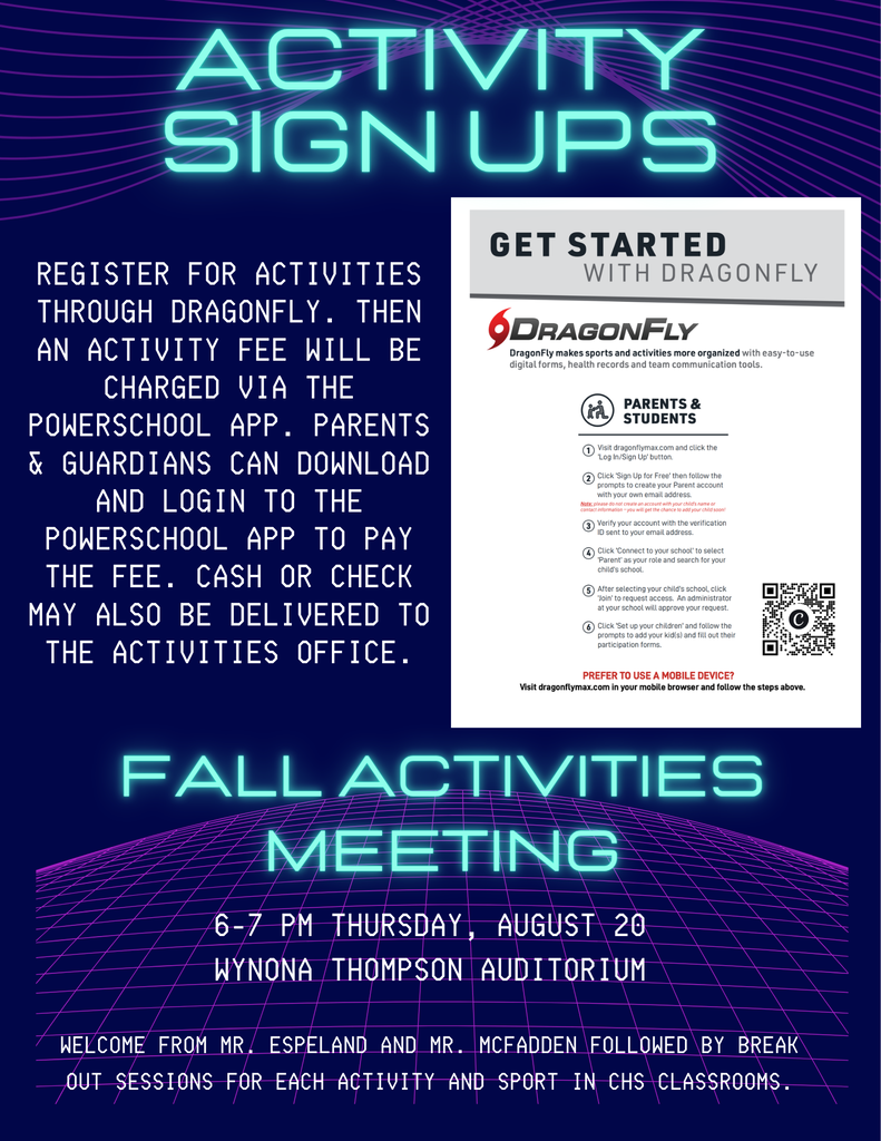 Information for Activities Meeting and Sign Ups
