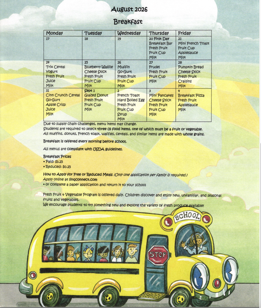August Meal Menus