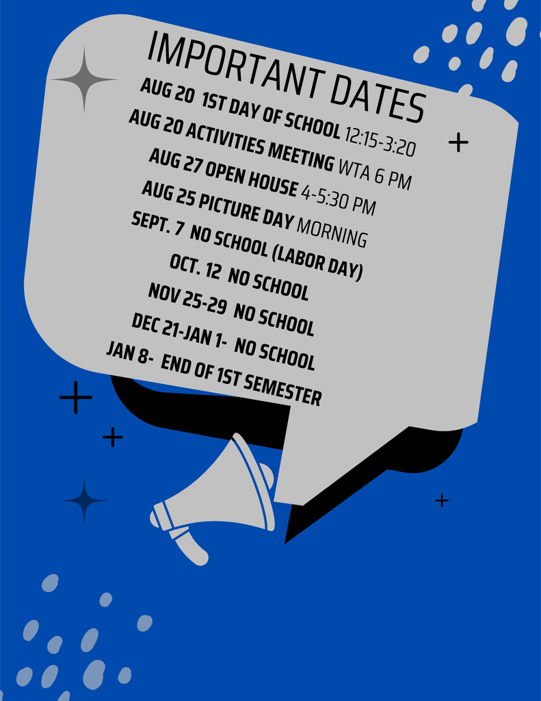 Important dates for 1st semester at HMA