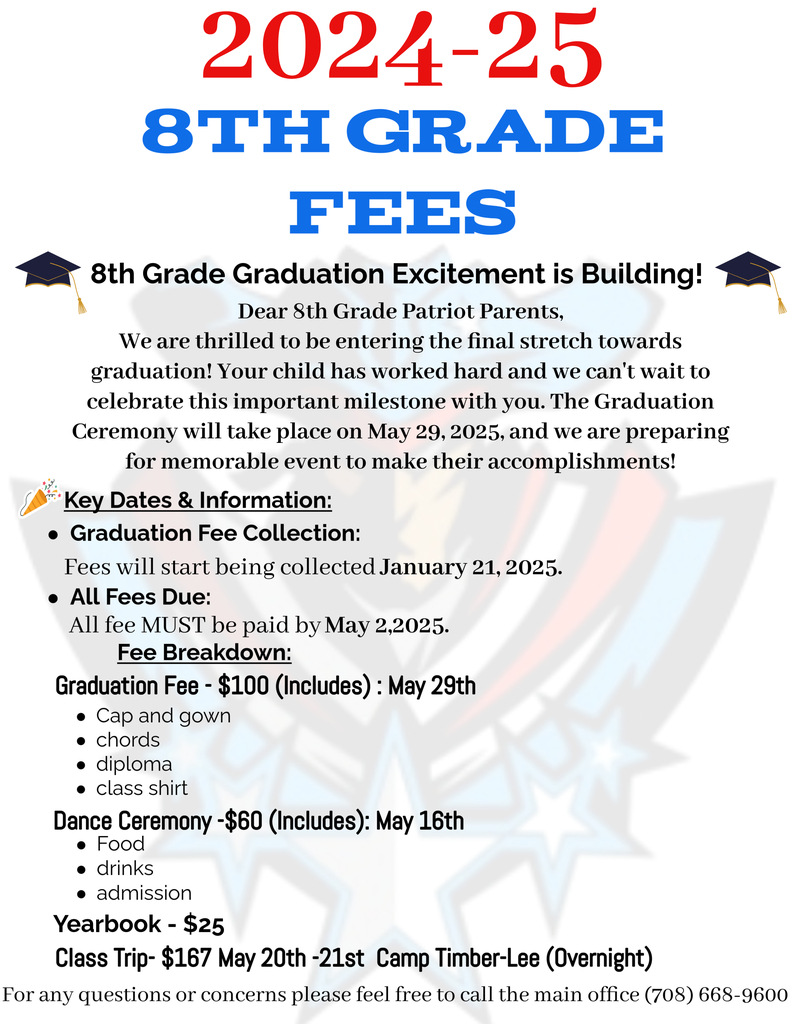 8th Grade Fees