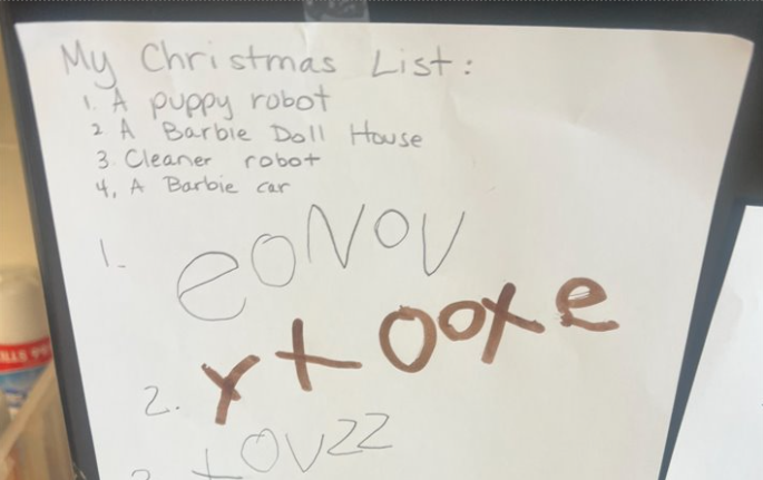 christmas list written by child