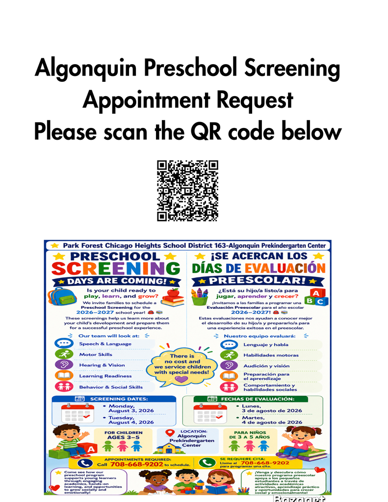 Algonquin Preschool Screening Appointment Request