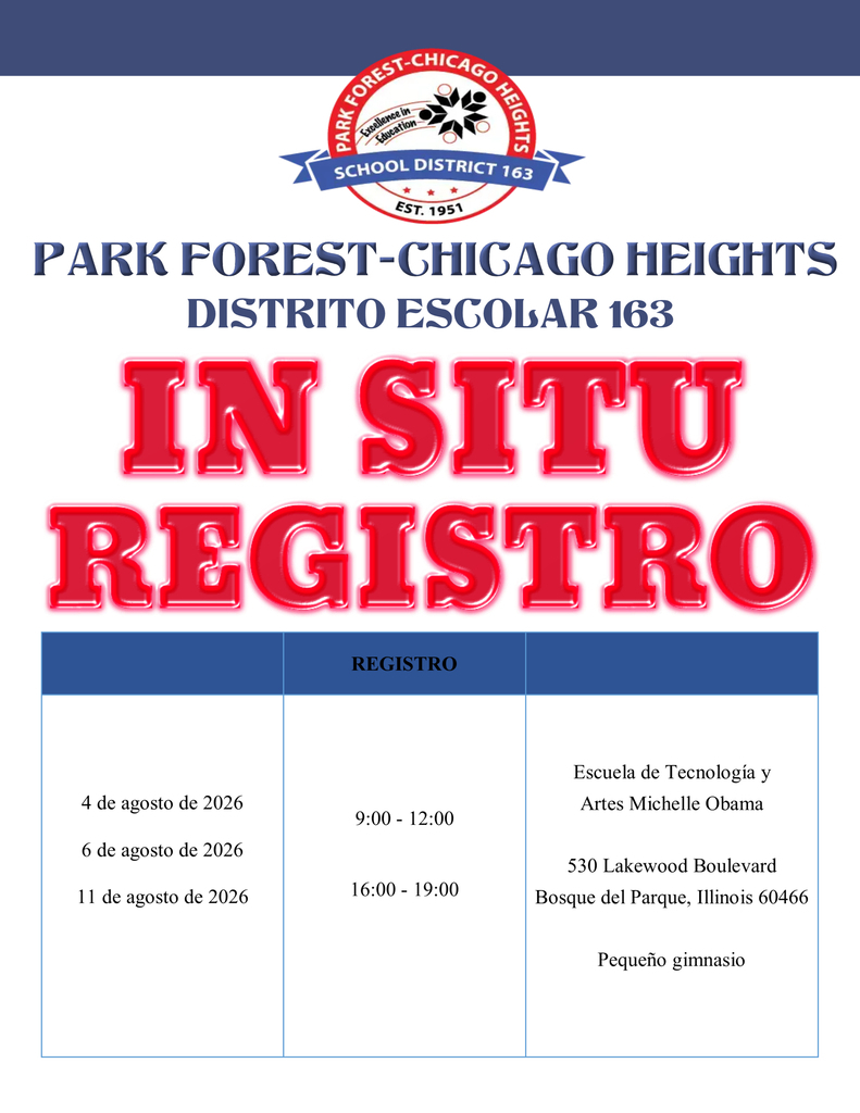 August in person registration dates (Spanish translation)