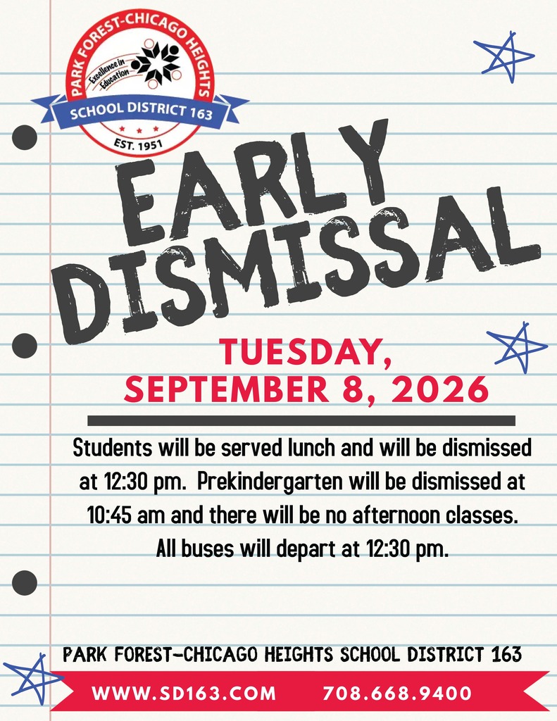 Early Dismissal Tuesday, September 8, 2026 12:30 PM