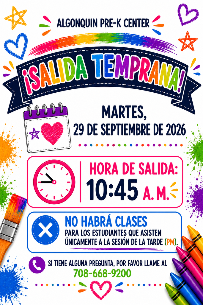 early dismissal 9-29-26 Spanish