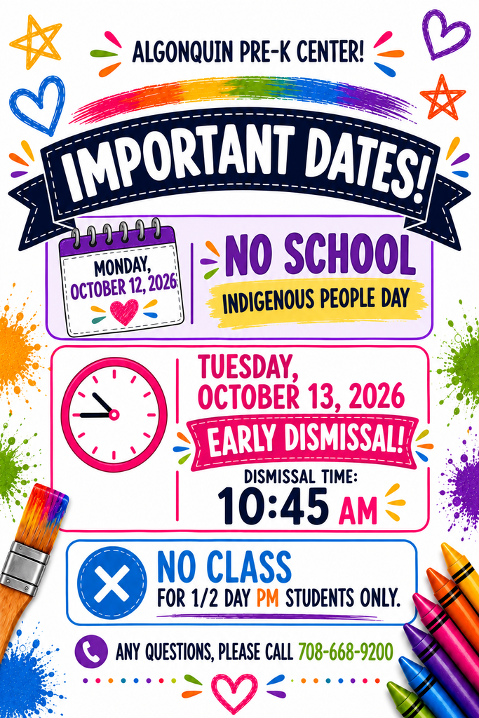 No School 10-12-26/Early Dismissal 10-13-26