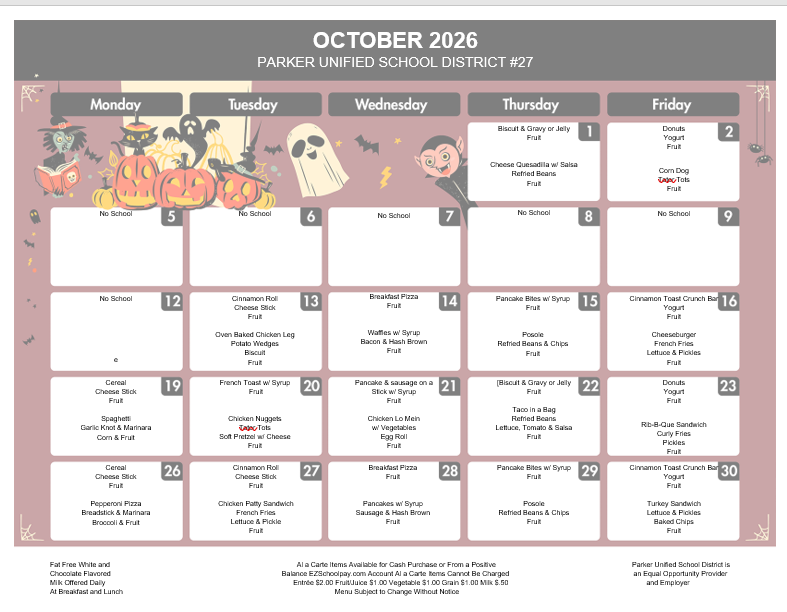 Oct Menu