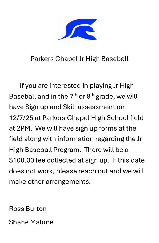 Jr. High Baseball Information