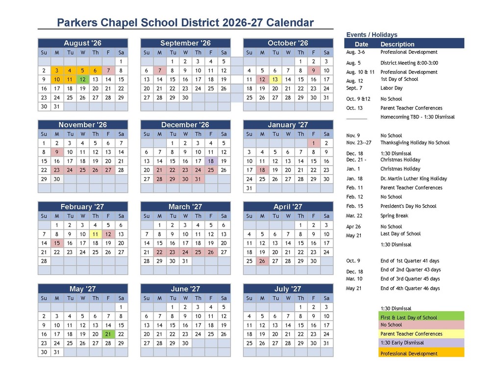 2026 - 2027 Calendar