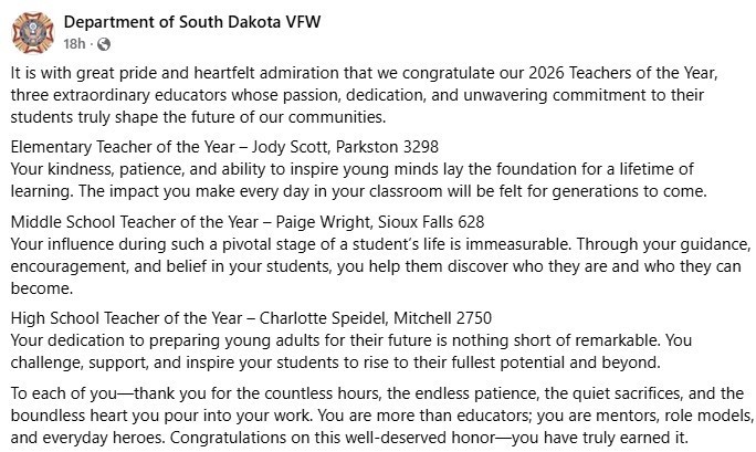 VFW Teacher of the Year