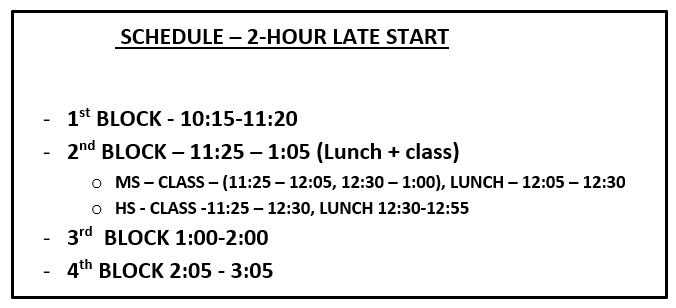 Late Start Schedule