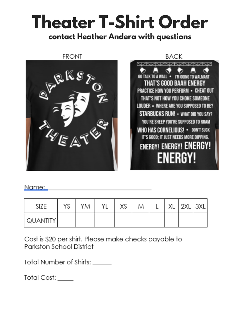 t shirt order form