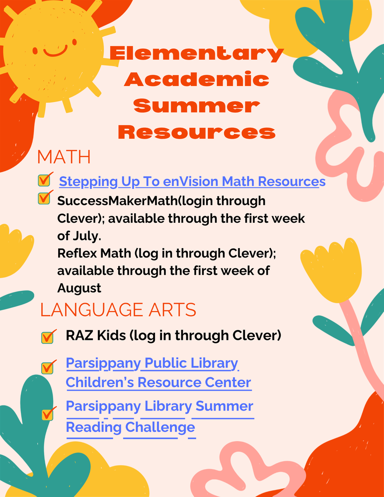 Elementary Academic Summer Resources