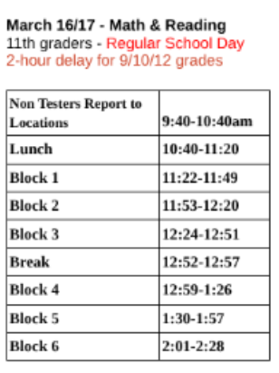 Math and Reading March 26