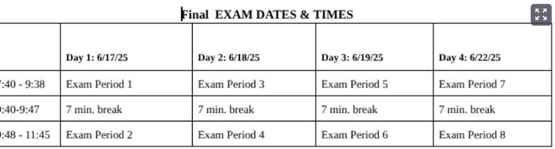 Final exams 2026