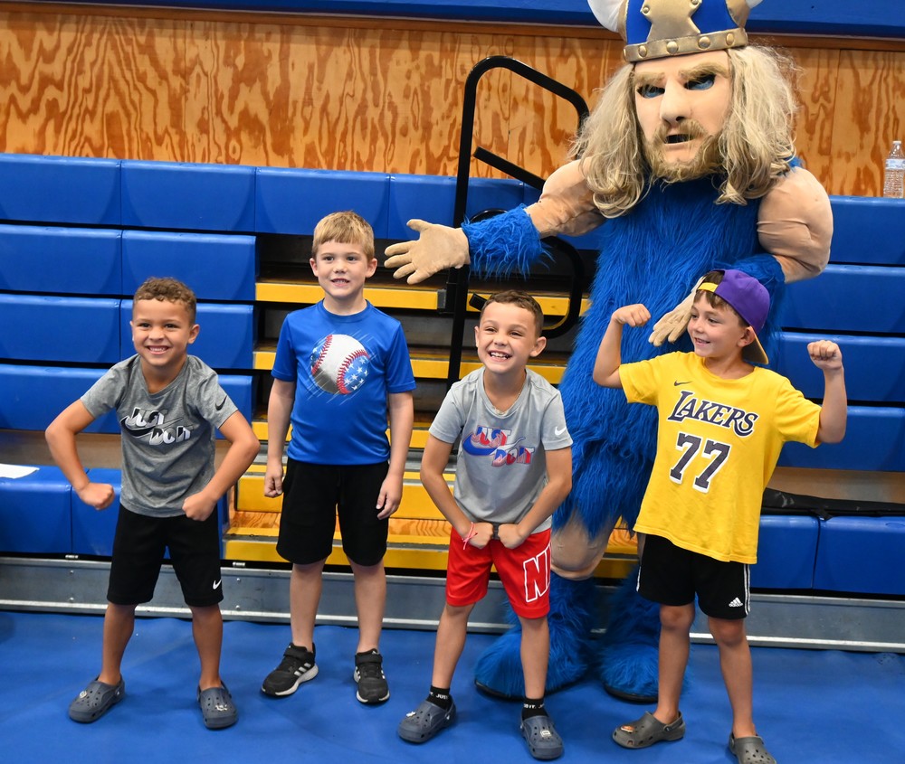 Victor the Viking shows our students that are Viking strong during Vikingfest!