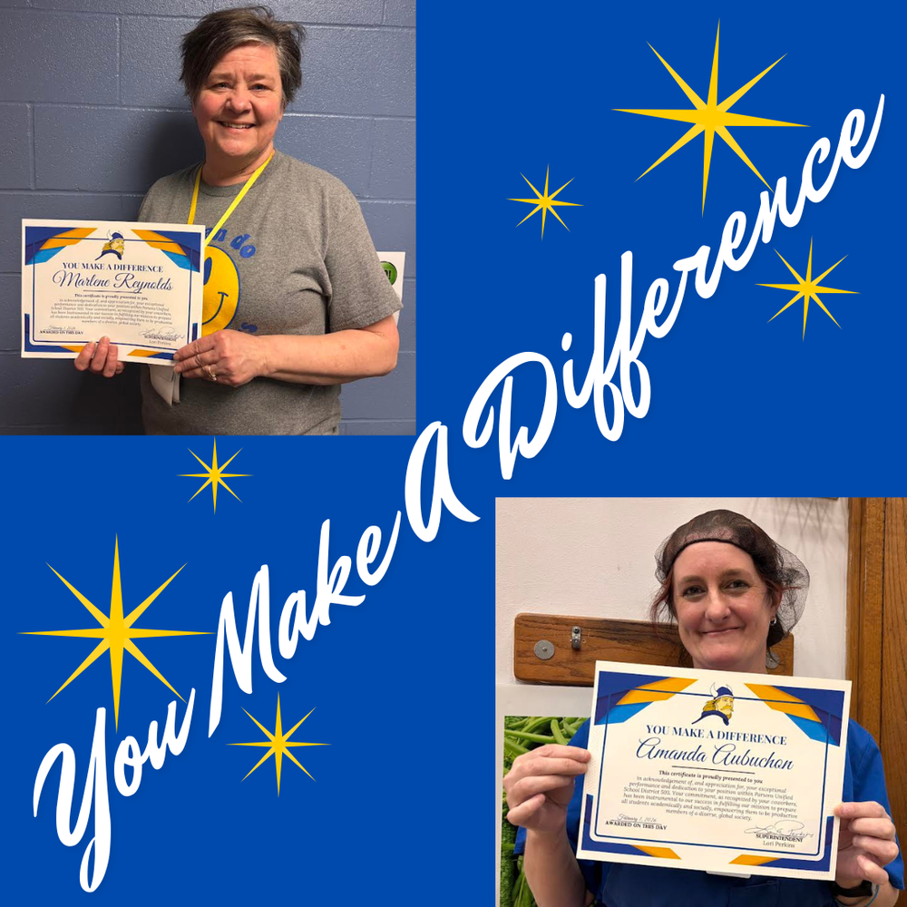 A poster with Marlene Reynolds and Amanda Aubuchon holding their award certificates.