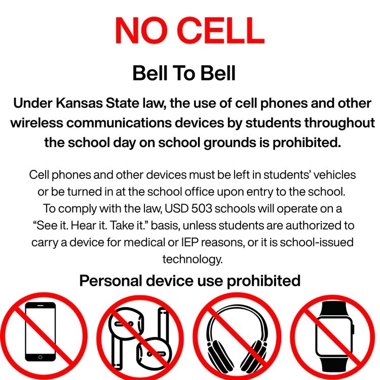 Announcement of cell phone ban.
