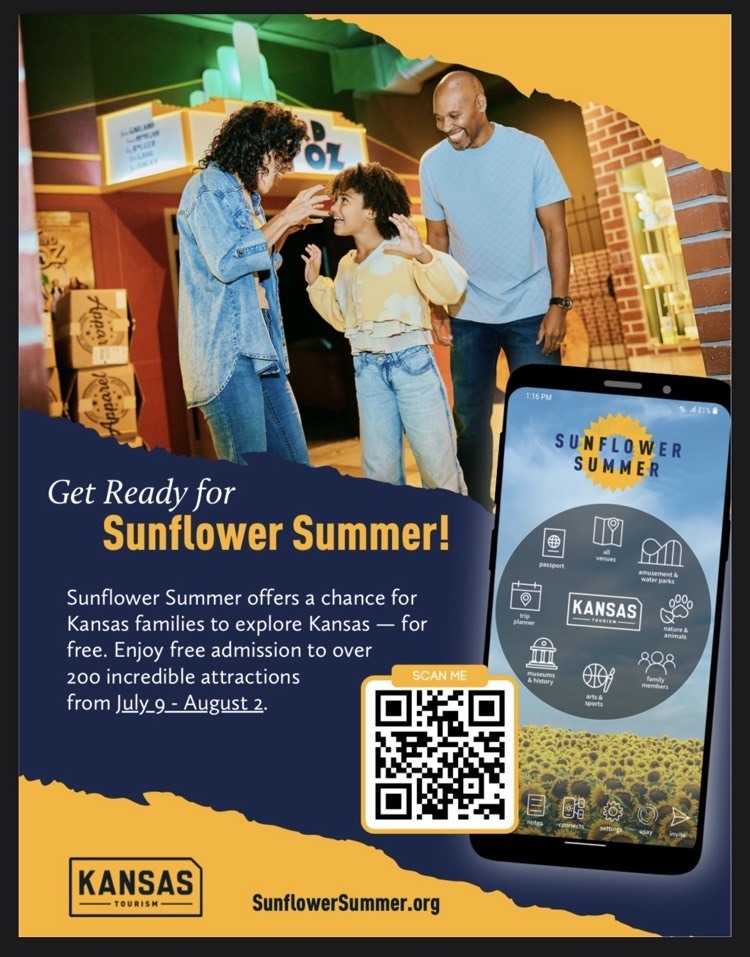 a graphic about Sunflower Summer with QR code.