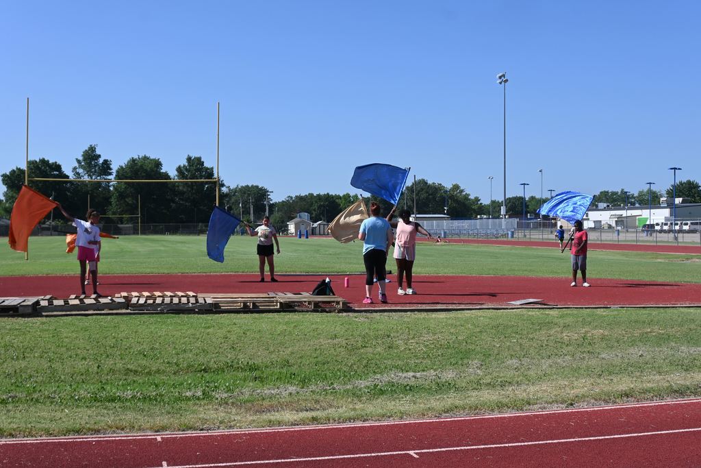 Color Guard students practice their routines.