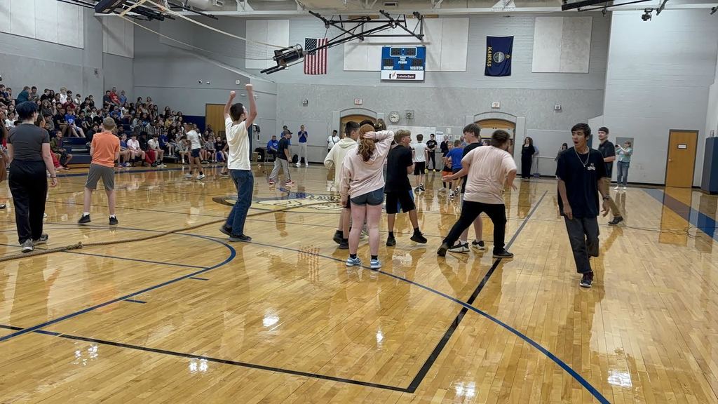 Mr. Hutley's class celebrate's the win.