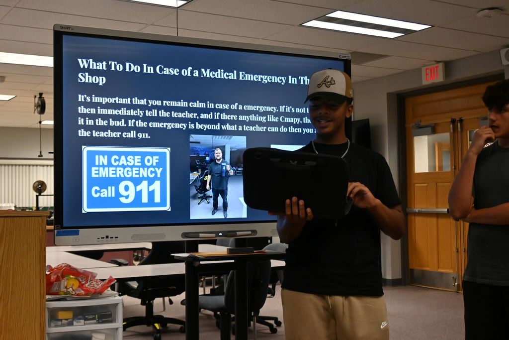 A student shares what to do in case of a medical emergency.