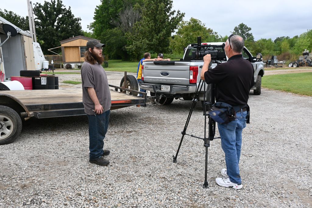 Mason prepares to answer a few questions on camera.