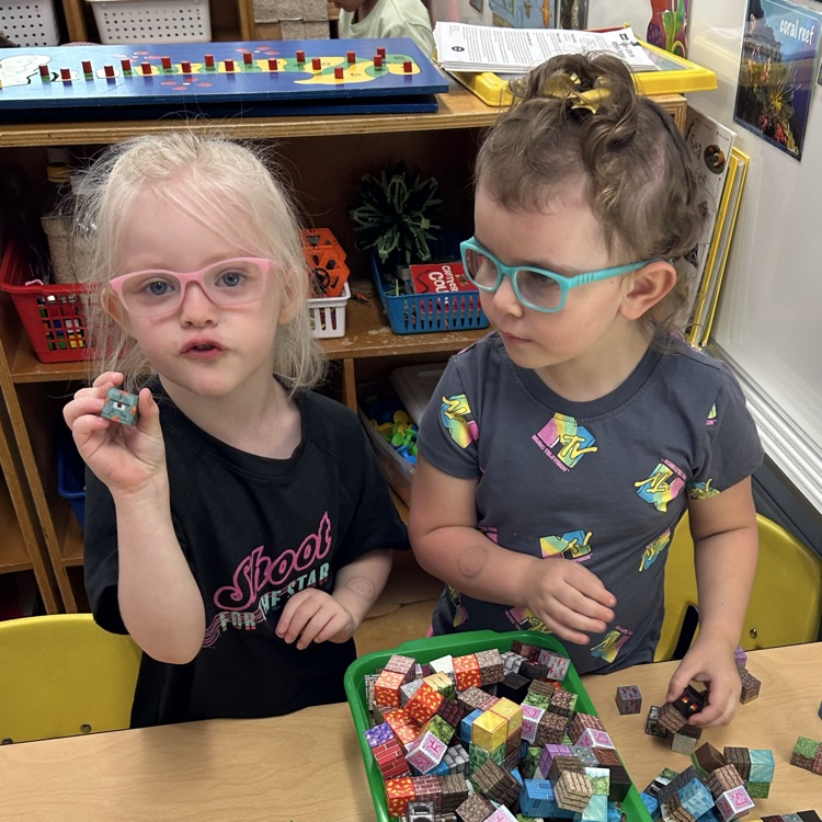Playing with blocks.