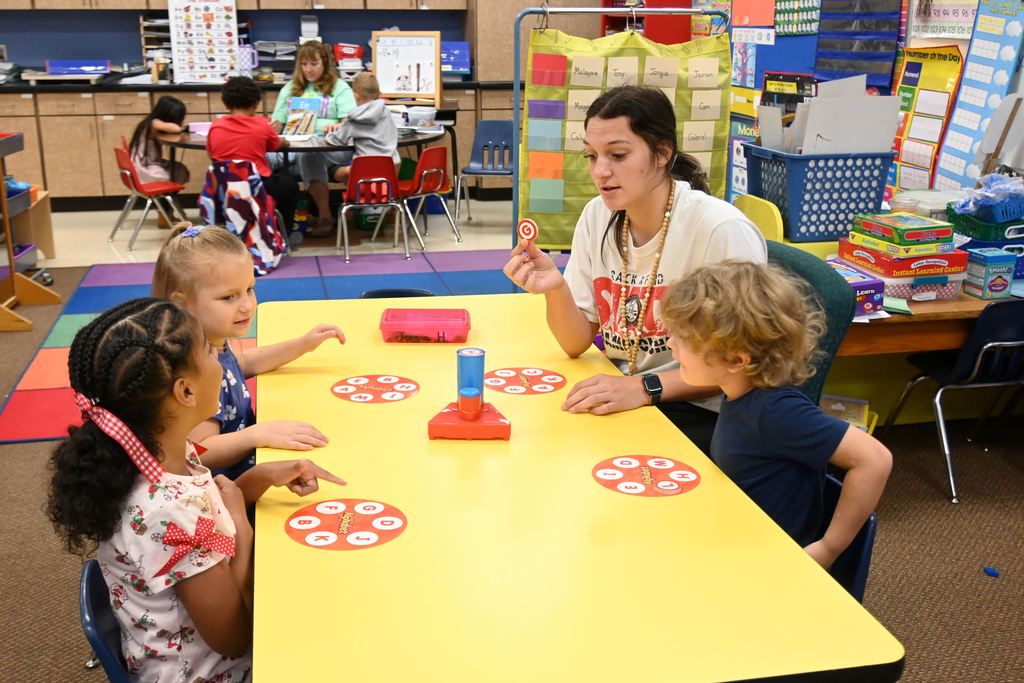 Students work on their letter recognition.