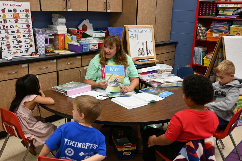 Students work on their letter recognition.
